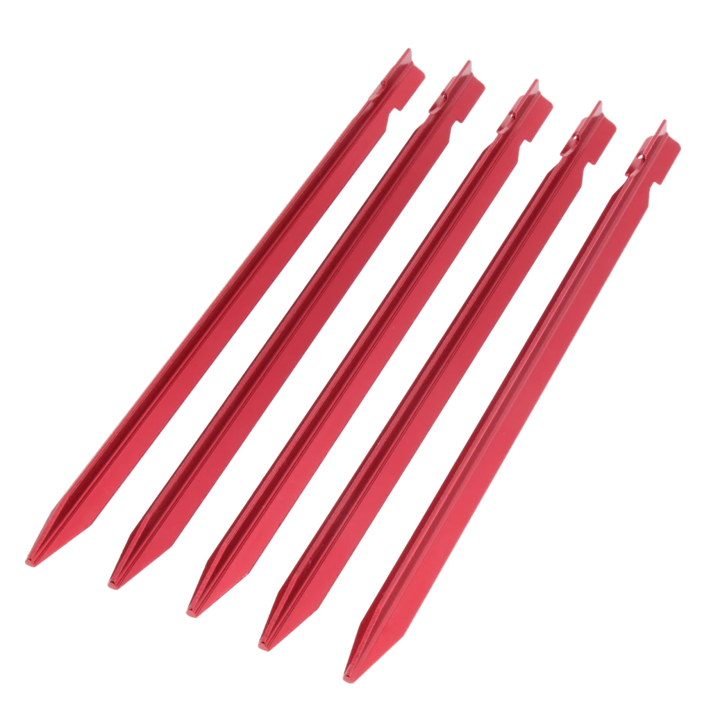 Cheap Goat Tents 5pcs 23cm Aluminum Camping Tent Stakes Pegs Triangle Ground Nails Tent Accessories 